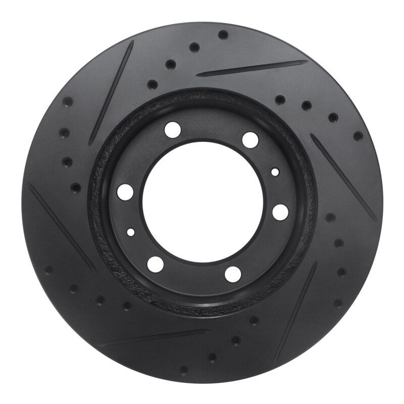 Toyota Hilux Brake Rotor (1) - Front Right - R1 Concepts - Drilled & Slotted - Black - `09-`15